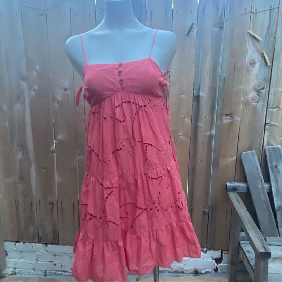 Ben Sherman eyelet coral mini dress size xs - Picture 4 of 13
